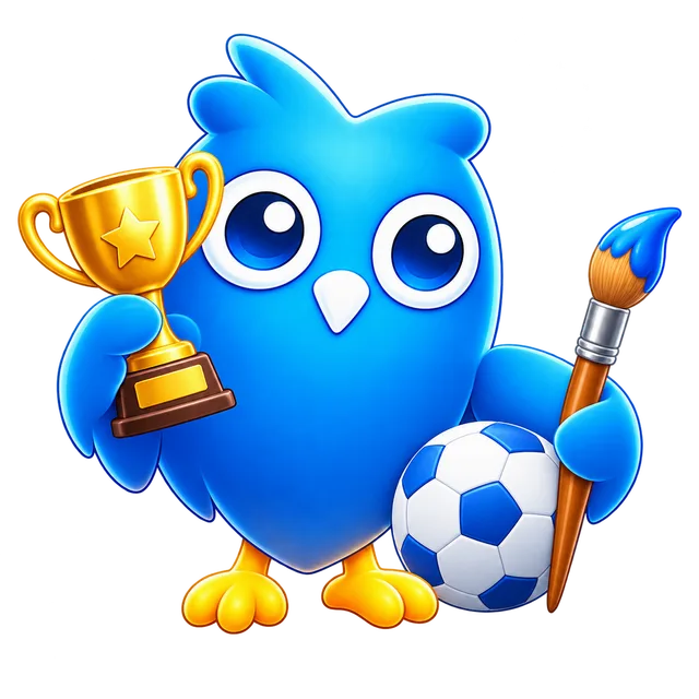 El búho de EduGes celebrando el deporte, el arte y los logros escolares.